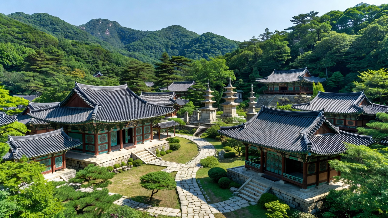 한국 사찰 방문 계획을 위한 전체 조감도